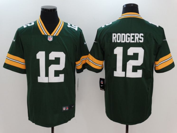 Men Green Bay Packers 12 Rodgers Green Nike Vapor Untouchable Limited NFL Jerseys